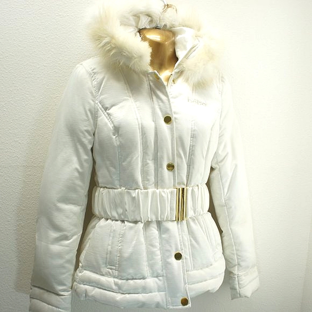 BEBE white down/feather  hooded jacket size M